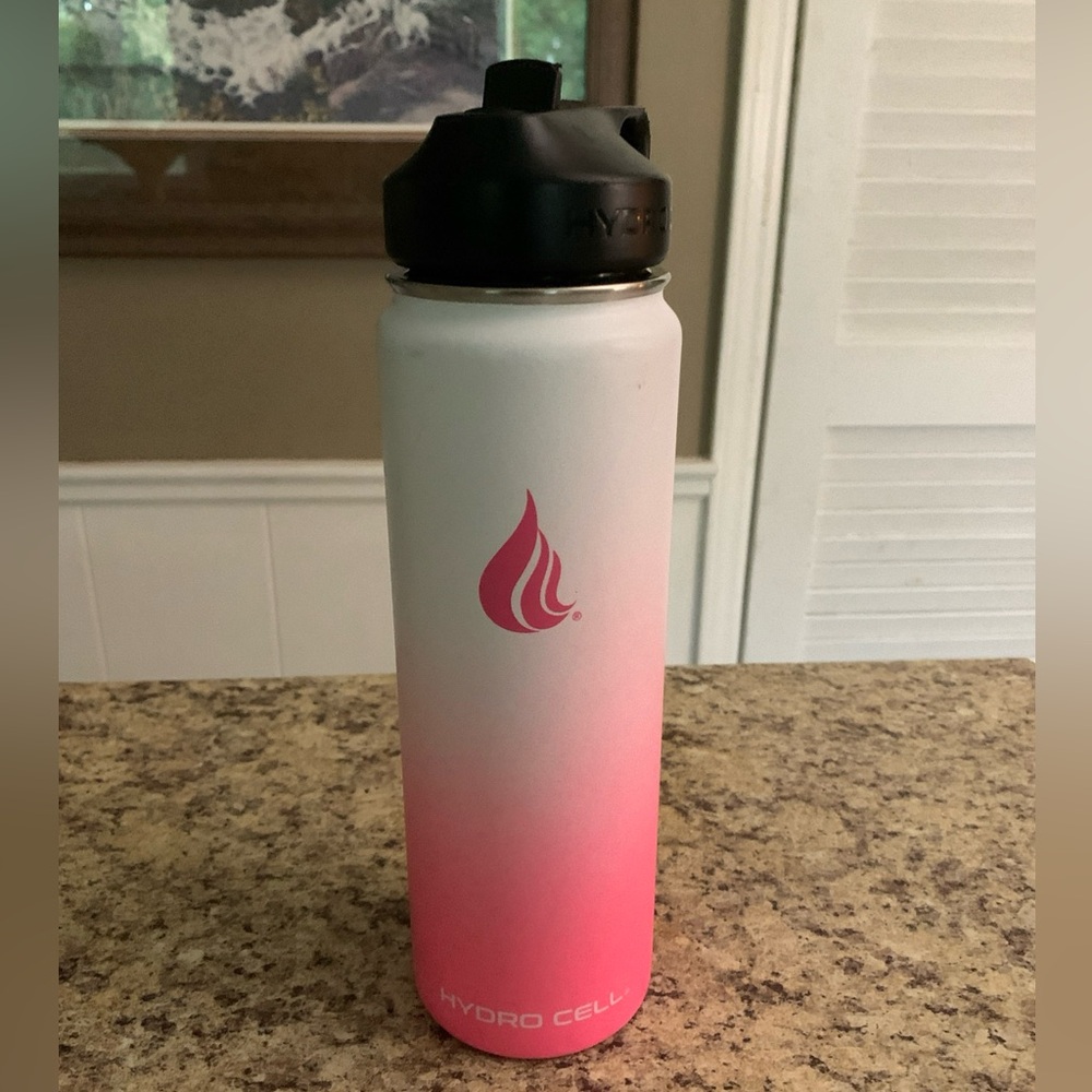 Hydro Cell Standard Mouth Stainless Steel Pink And White Water Bottle 22oz